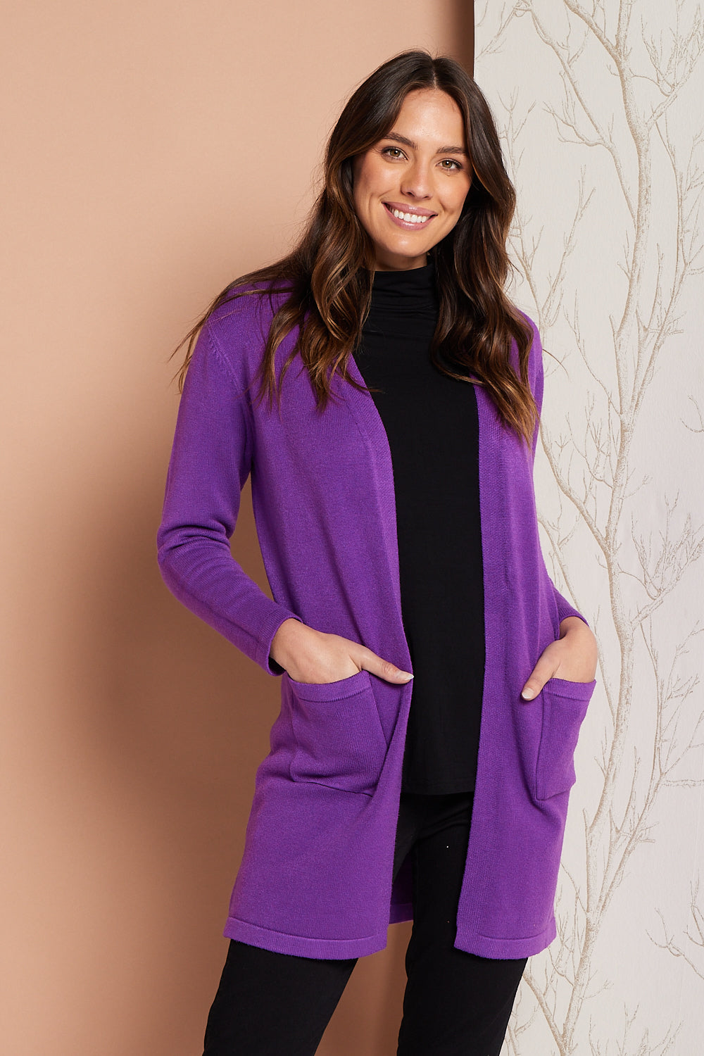 Salima Wool Blend Cardigan - Purple