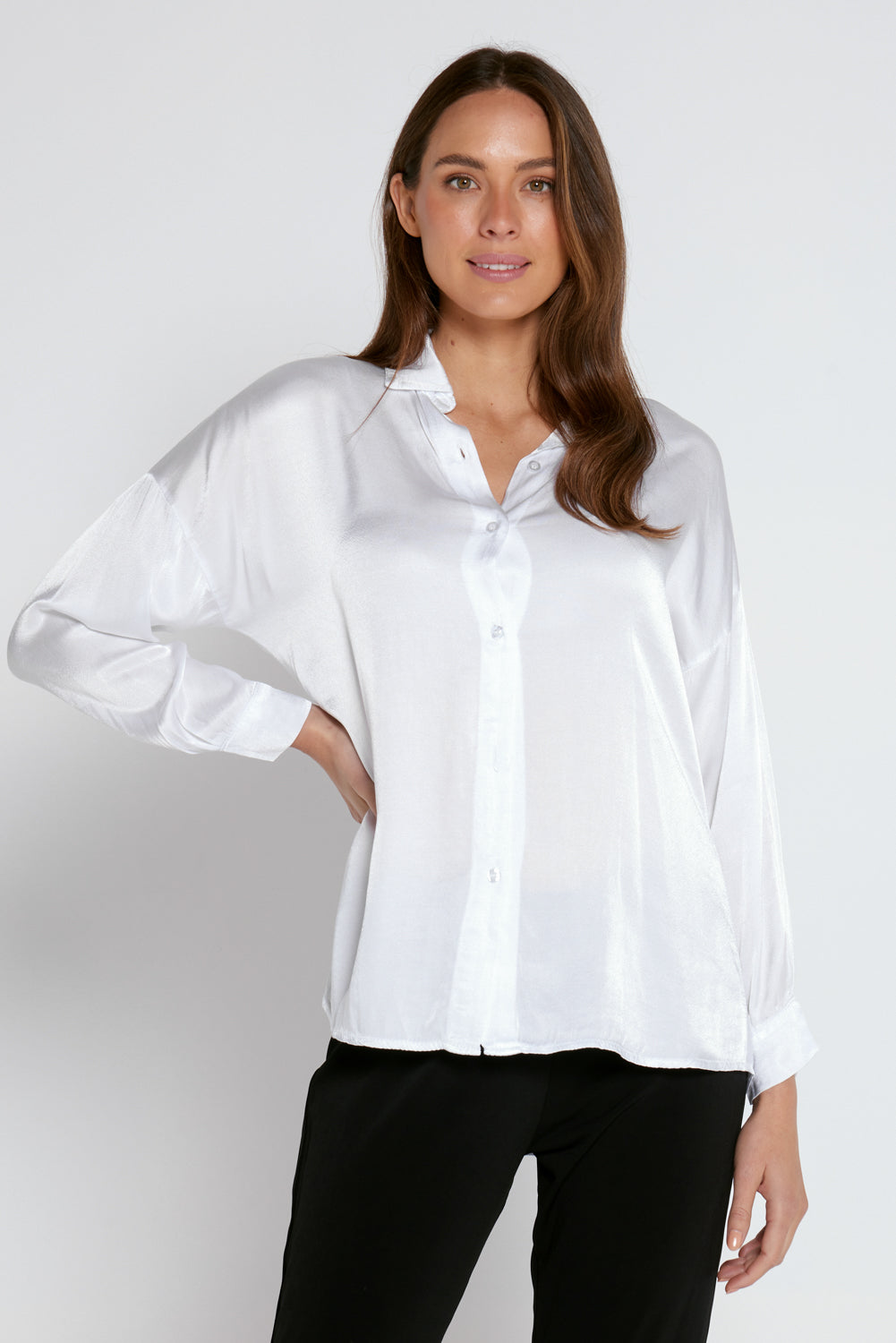 Mariska Satin Shirt - Bianco