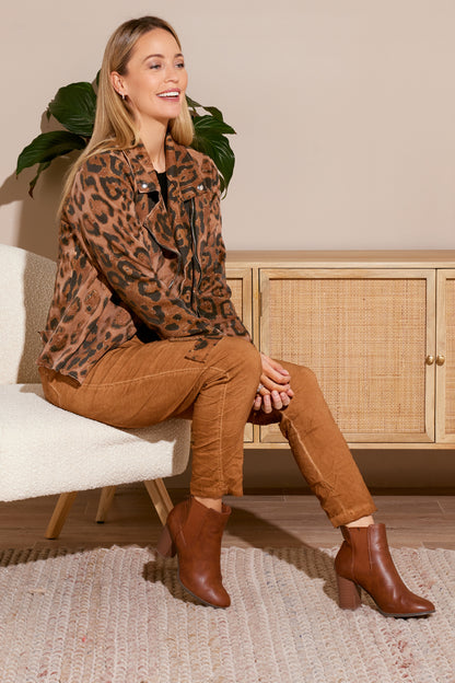 Sienna Biker Jacket - Camello Leopard