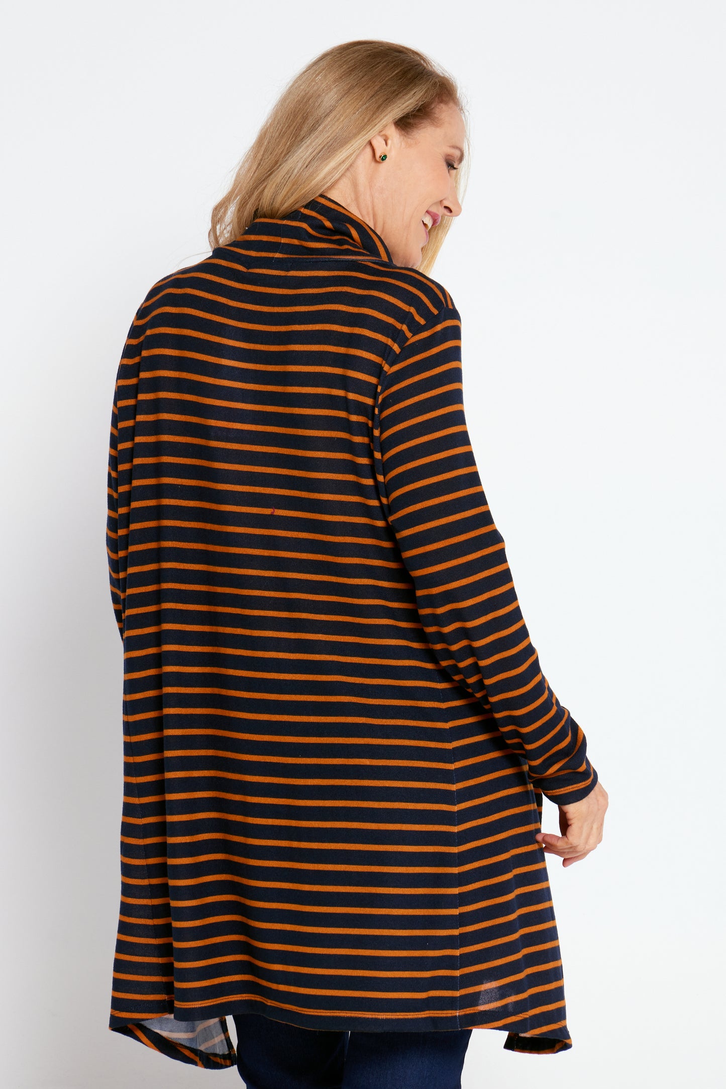 Mavis Tunic - Navy Toffee Stripe