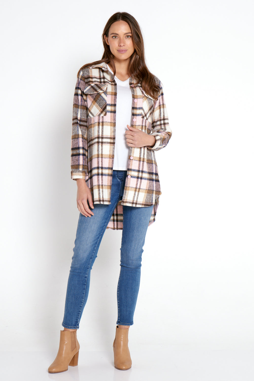 Tess Shacket - Pink Plaid