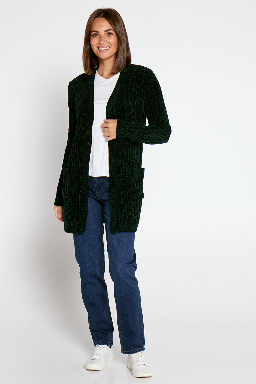 Therese Chenille Cardigan - Dark Green