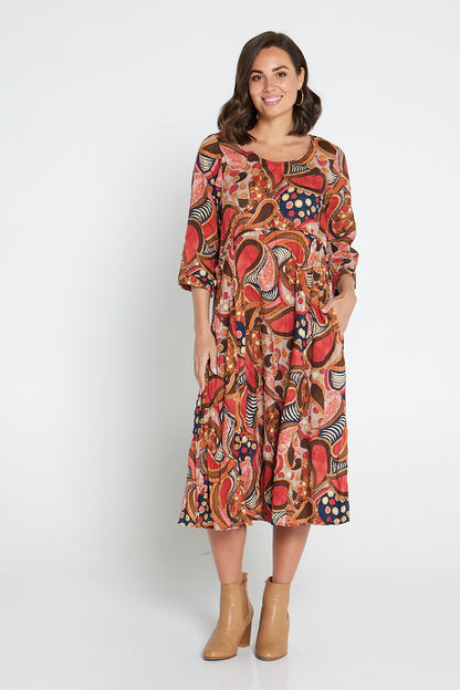 Sleeved Waterhouse Dress - Warm Paisley