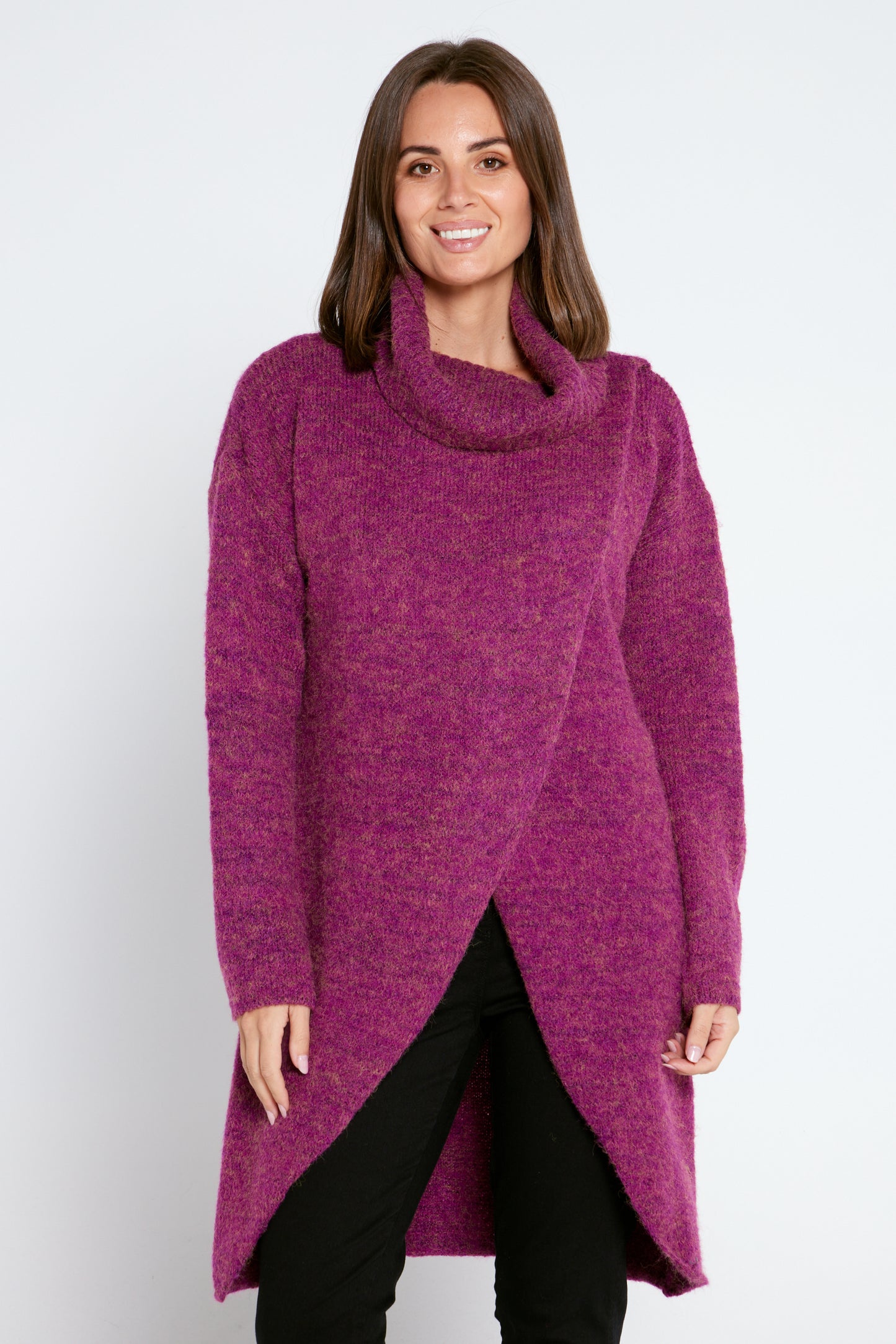 Xander Cowl Knit Jumper - Berry