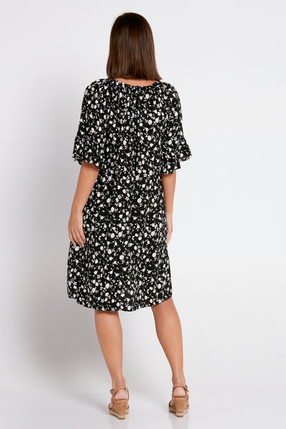 Melodia Dress - Black Ditsy Floral