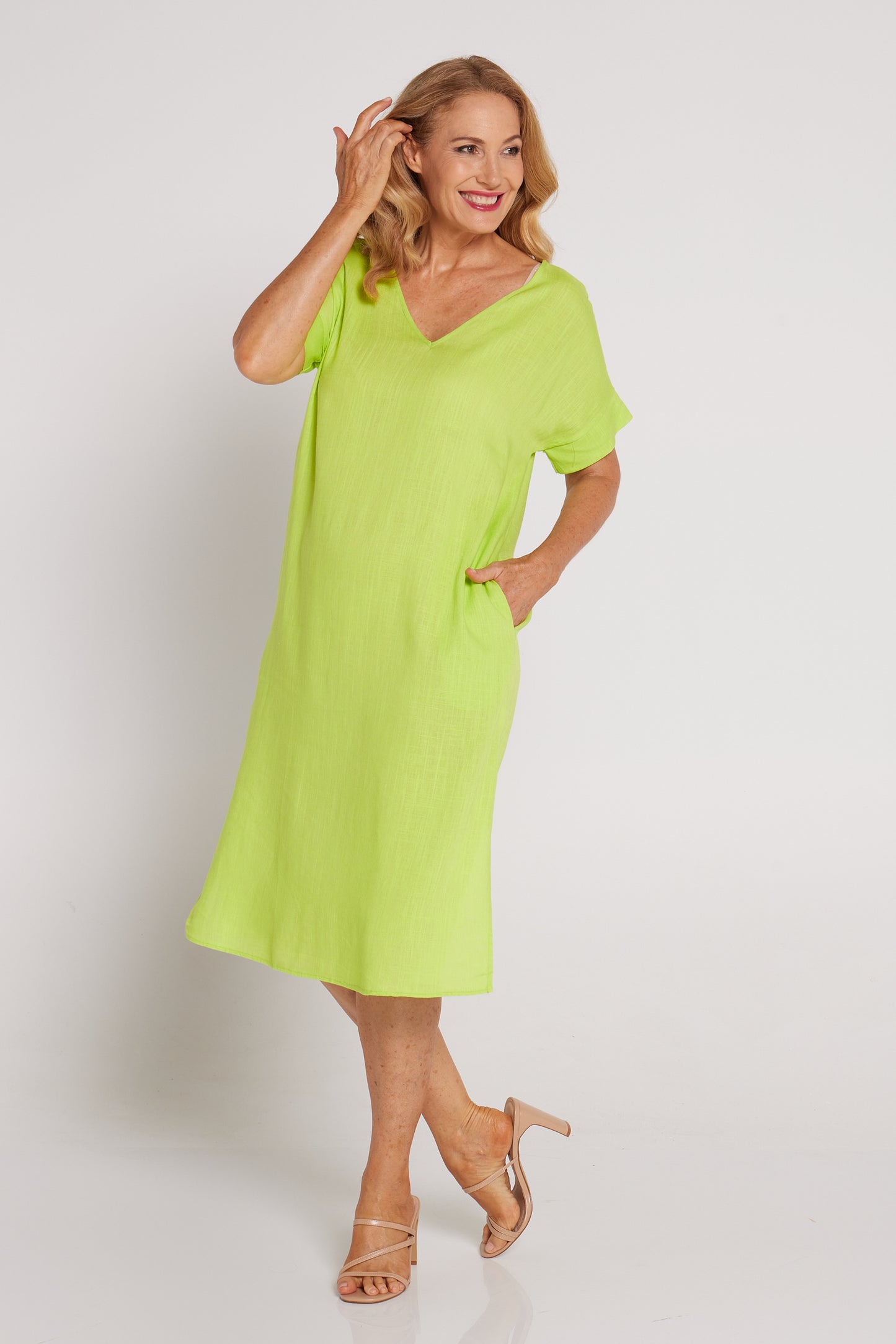 Esiteri Linen Dress - Lime