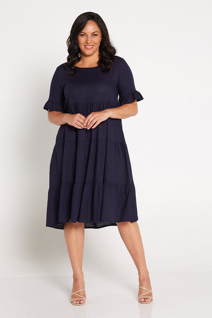 Jackson Linen Dress - Navy