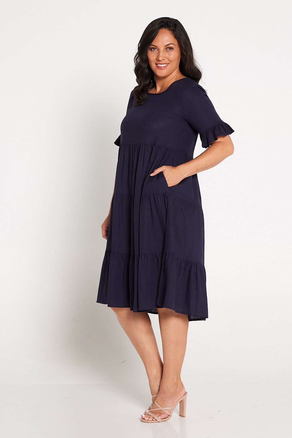 Jackson Linen Dress - Navy