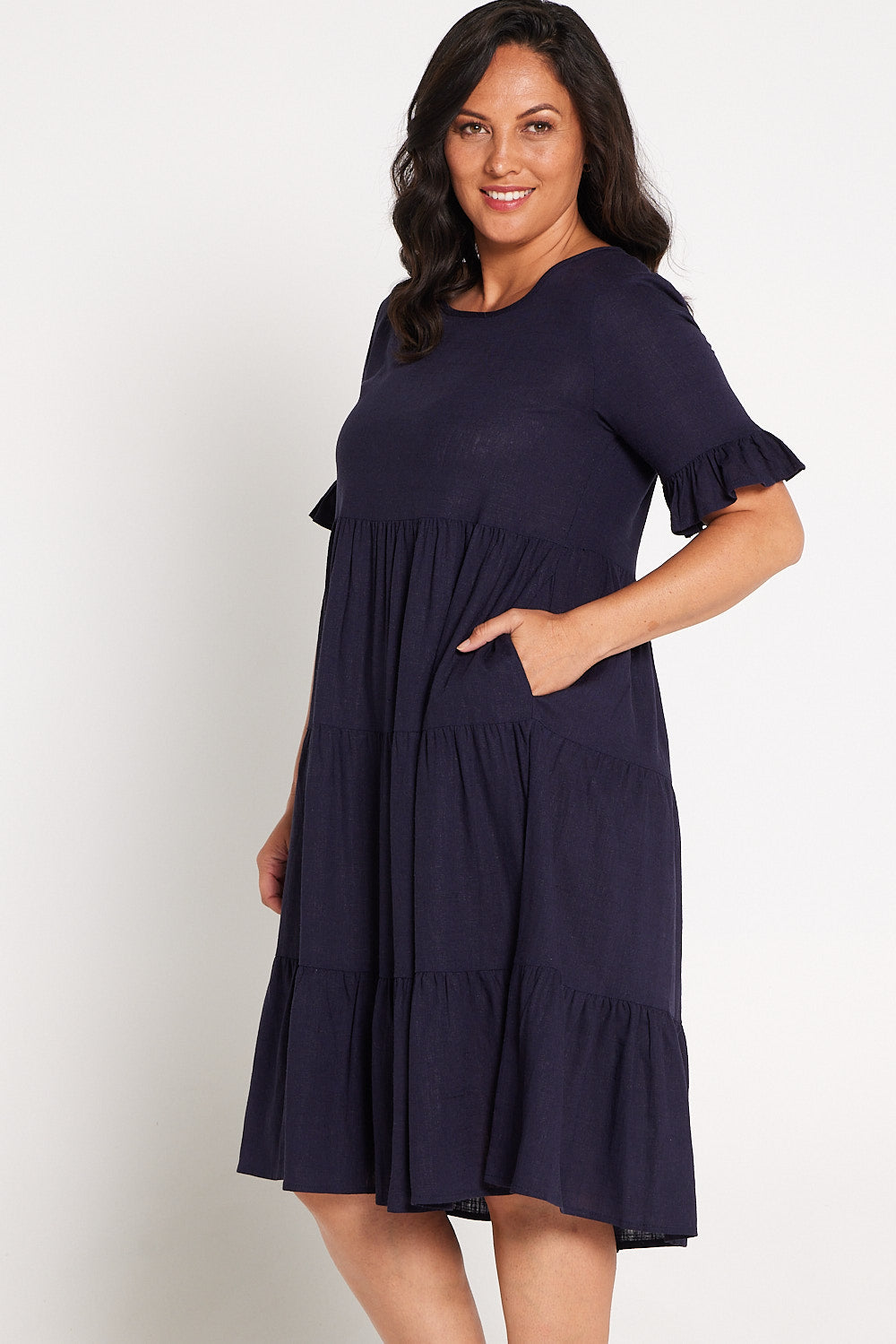 Jackson Linen Dress - Navy