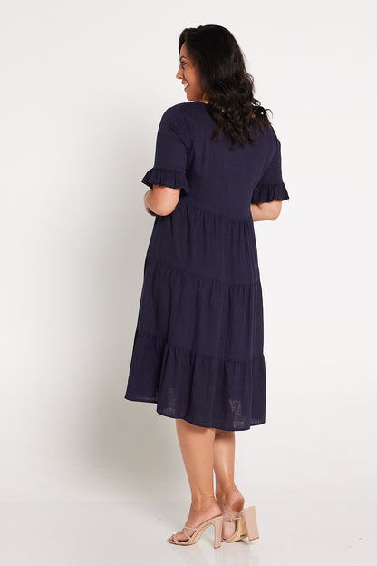 Jackson Linen Dress - Navy