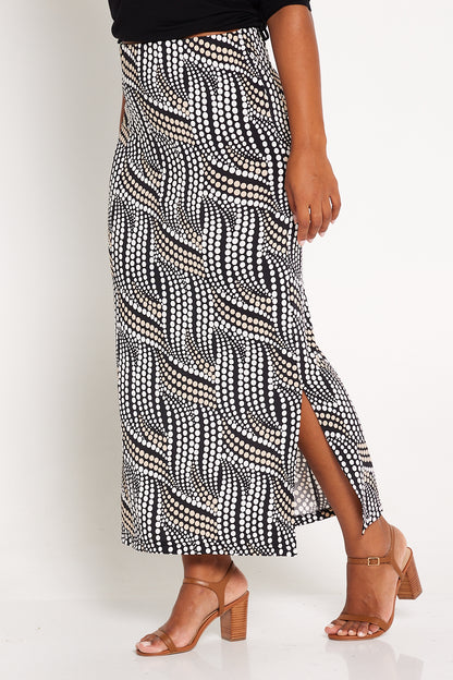 Amanda Maxi Skirt - White/Beige Spot