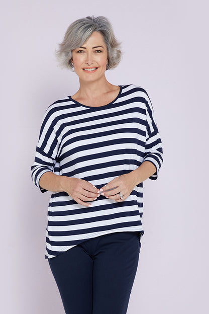 Montmartre Bamboo Top - Navy/White