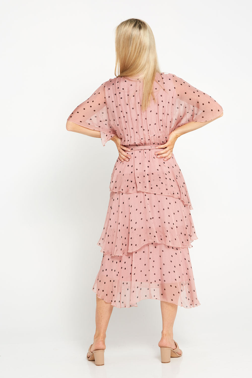 Loira Silk Dress - Pink/Spot