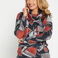 Briston Knit Top & Snood - Black/Rust Geo Print