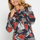 Briston Knit Top & Snood - Black/Rust Geo Print