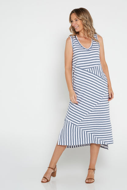 Brooklyn Midi Dress - Silver/Stripe