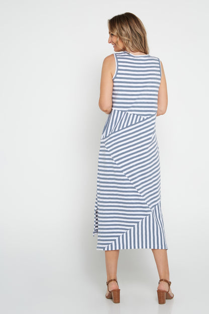 Brooklyn Midi Dress - Silver/Stripe