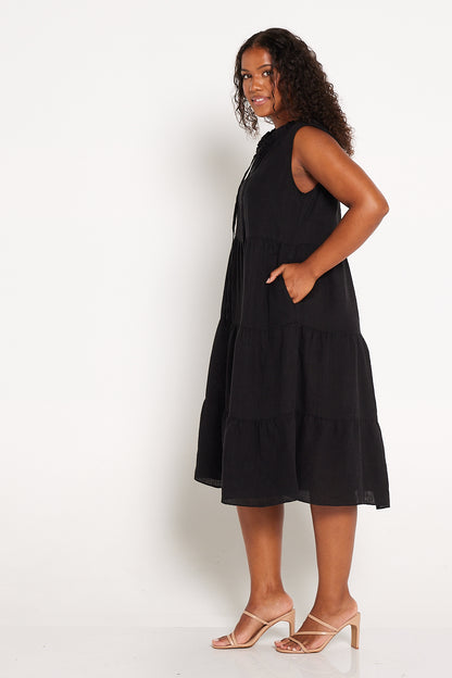 Tamie Linen Dress - Black
