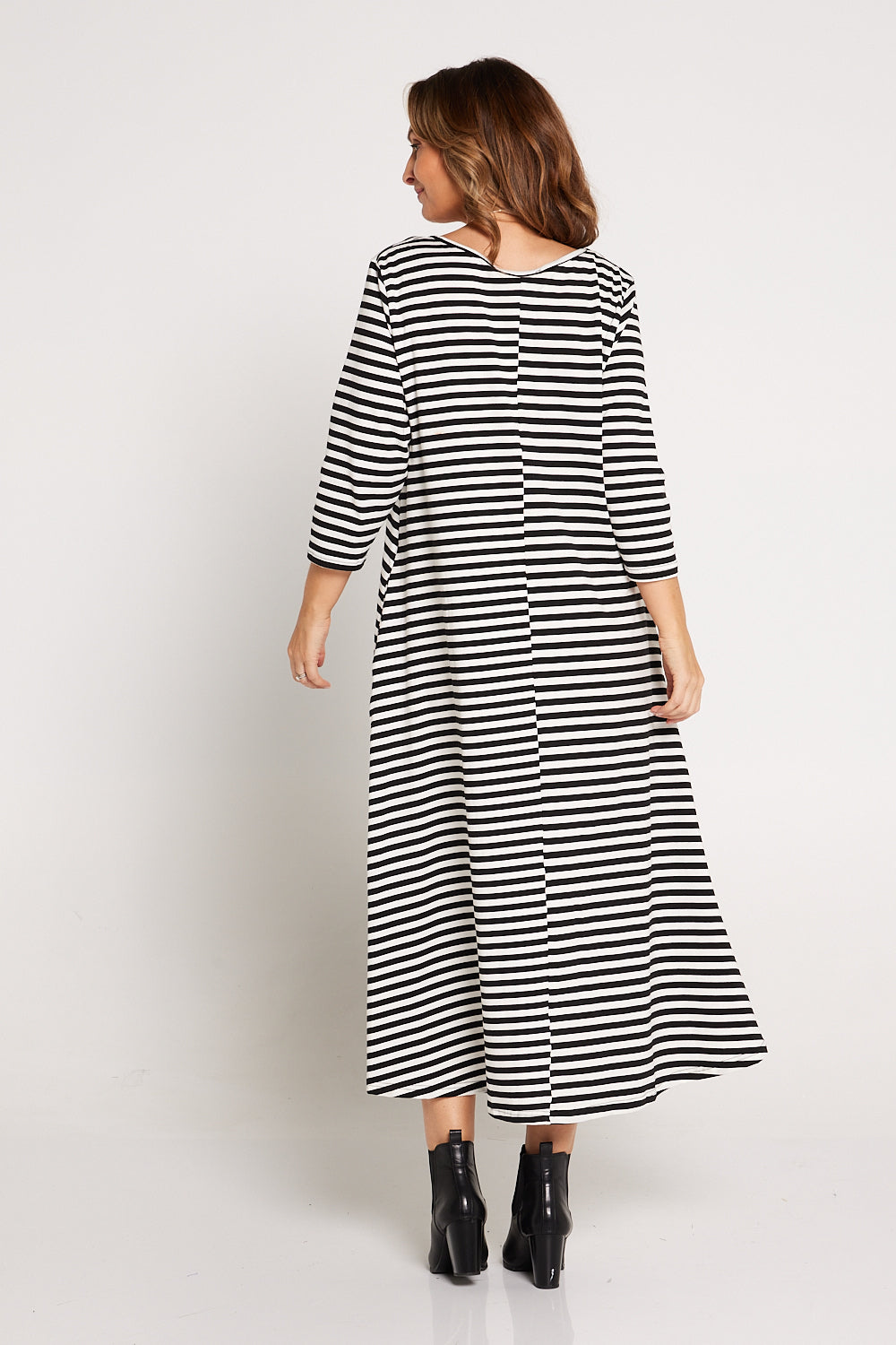 Cameron Dress - White/Black Stripe