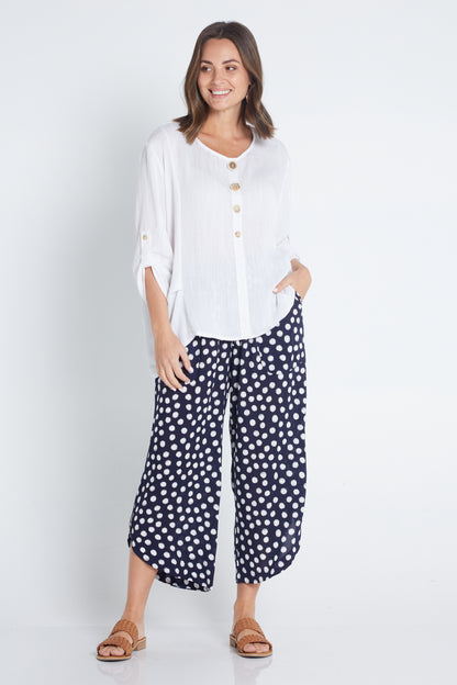 Cartia Pants - Navy Abstract Spot