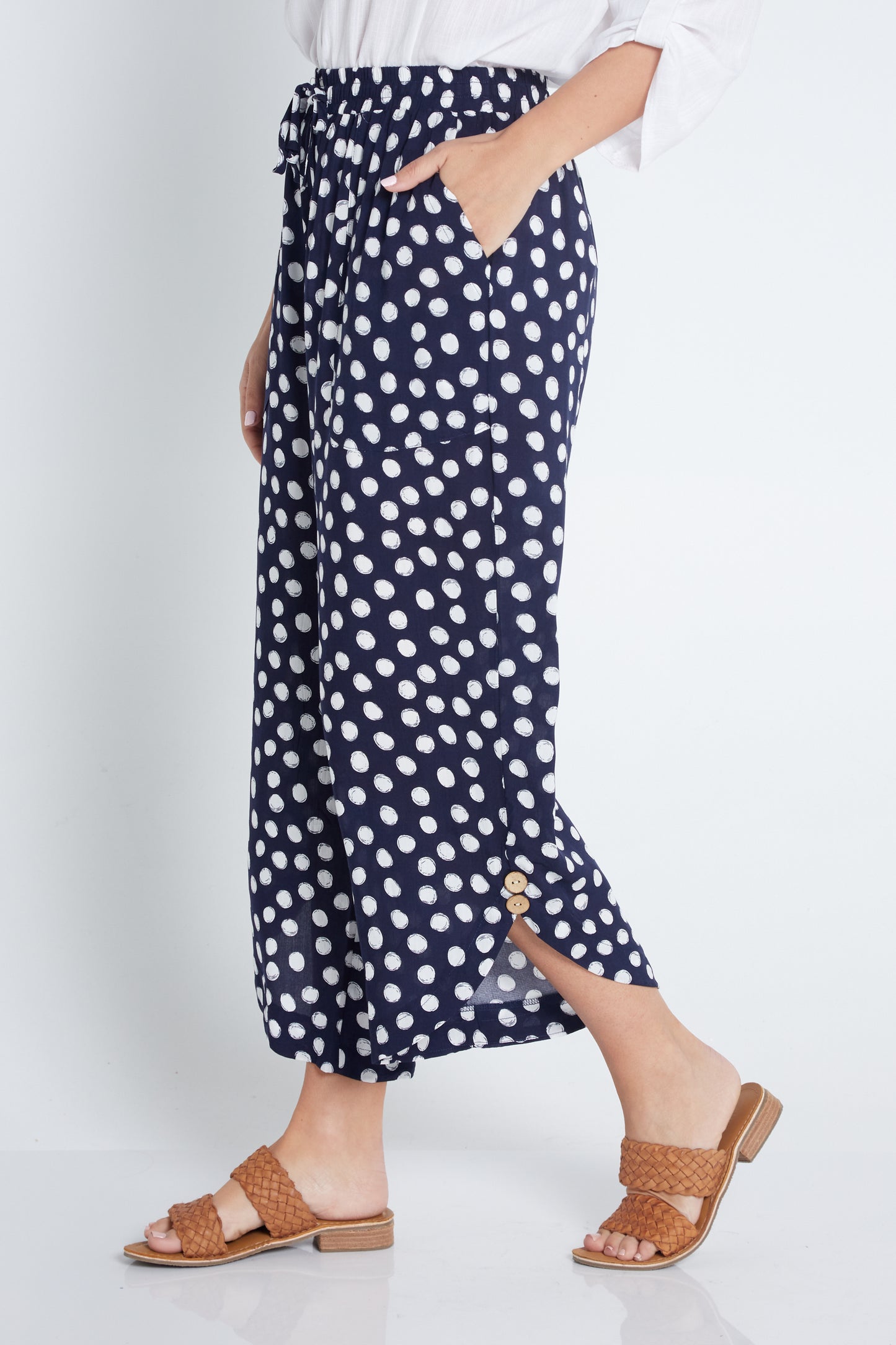 Cartia Pants - Navy Abstract Spot