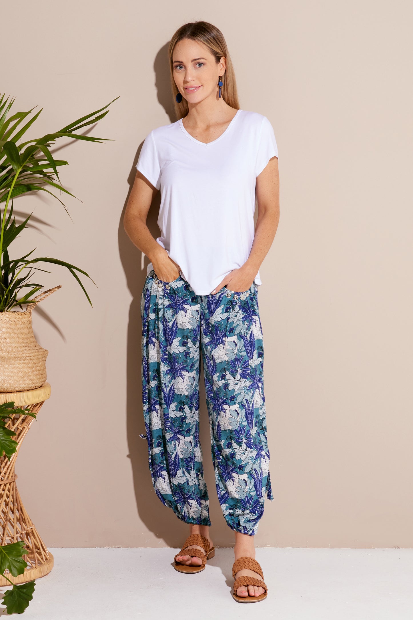 Cheyenne Pants - Royal Teal Jungle