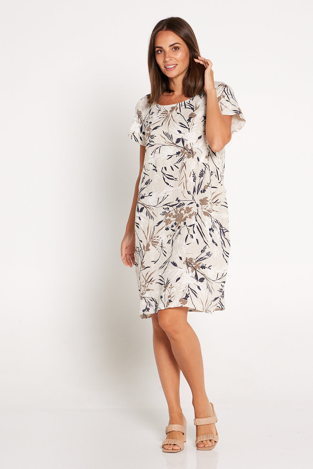Dahlia Cotton Dress - Beige Floral