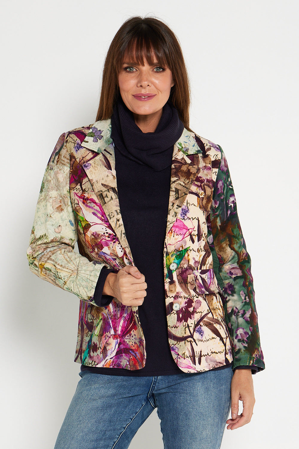 Digital Print Cotton Blazer - Watercolour