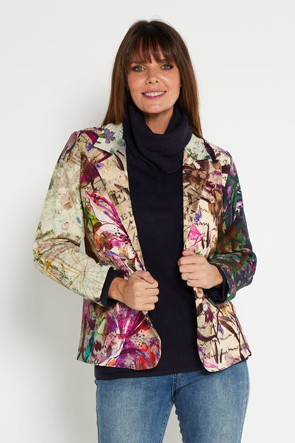 Digital Print Cotton Blazer - Watercolour