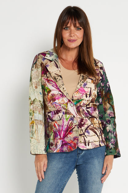 Digital Print Cotton Blazer - Watercolour