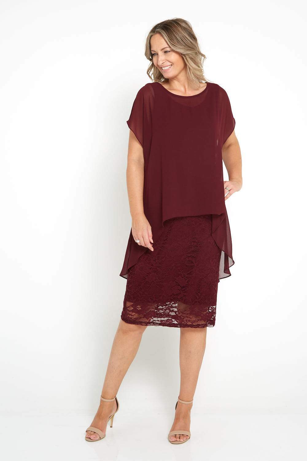 TULIO Fashion, Abigail Dress - Burgundy