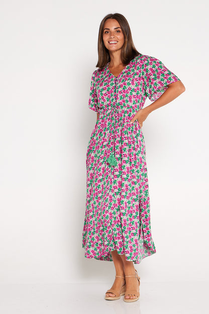 Eliana Dress - Jade Fuchsia Floral