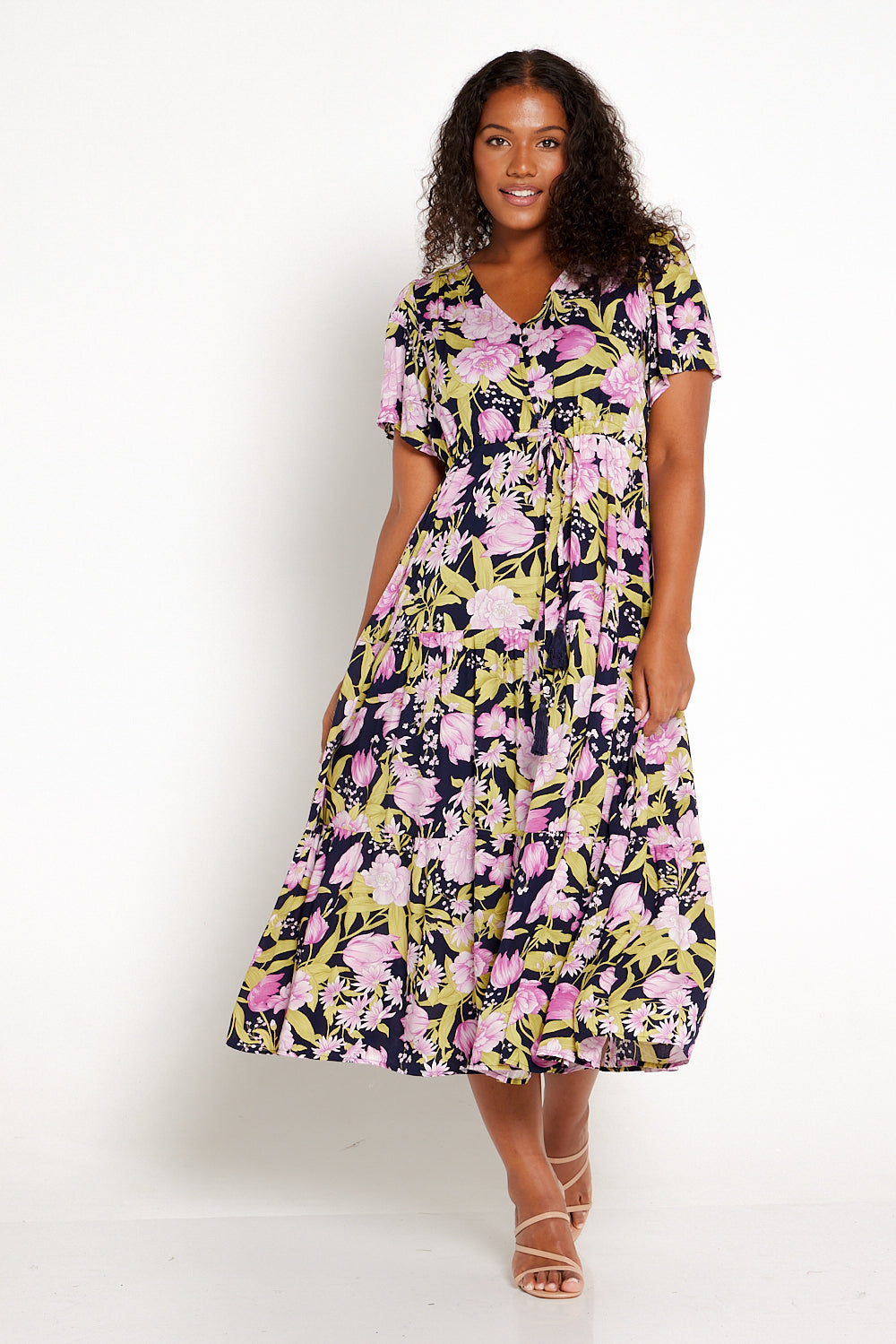 Evelyn Dress - Navy/Pink Azalea