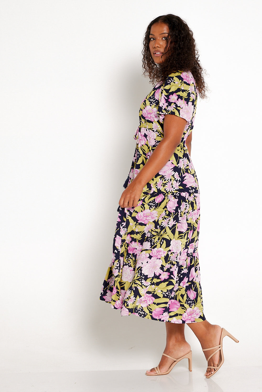 Evelyn Dress - Navy/Pink Azalea