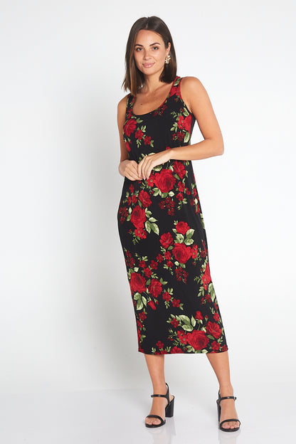 Findon Midi Slip Dress - Roses