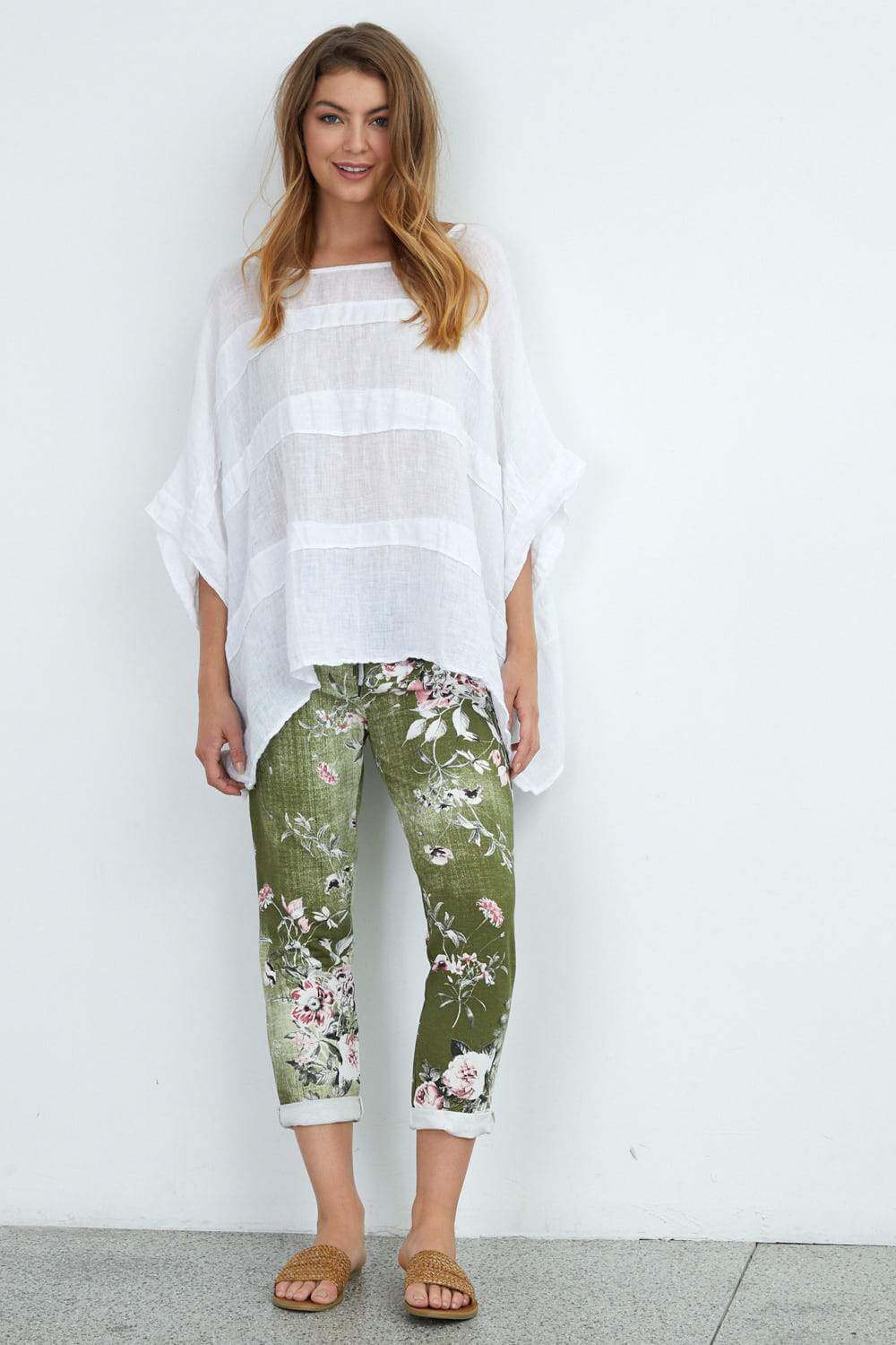 Bethany Pants - Olive/Floral