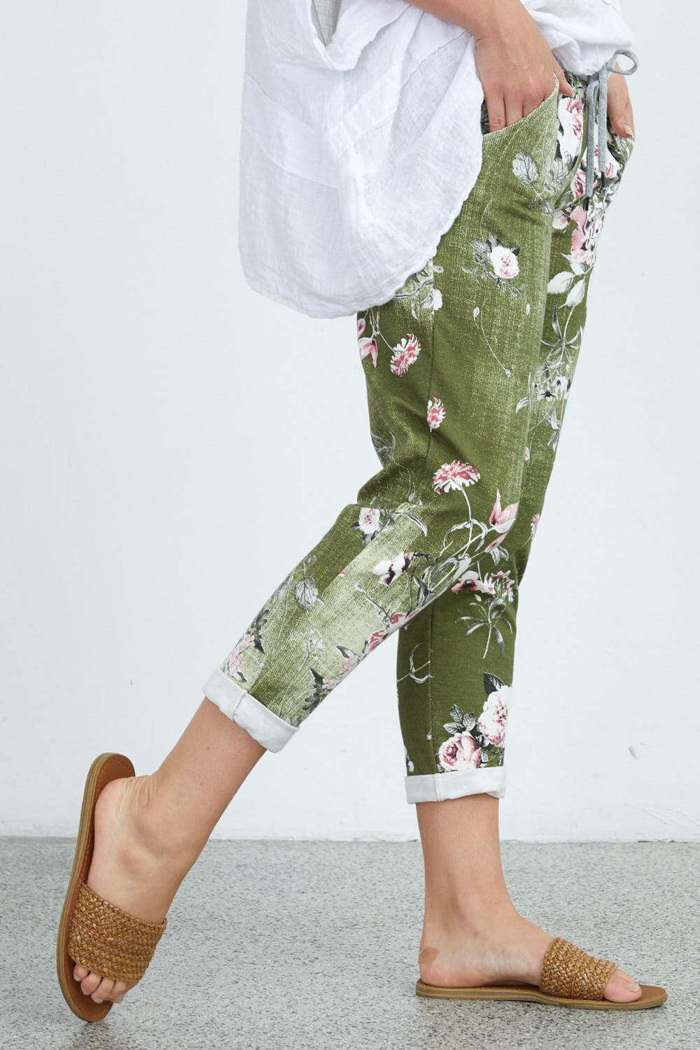 Bethany Pants - Olive/Floral