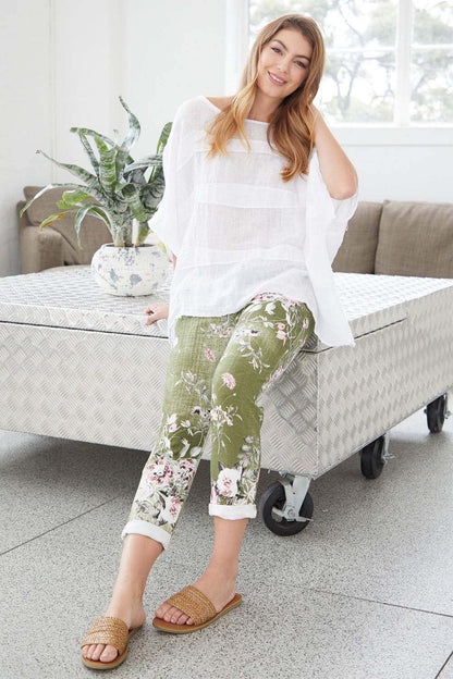 Bethany Pants - Olive/Floral
