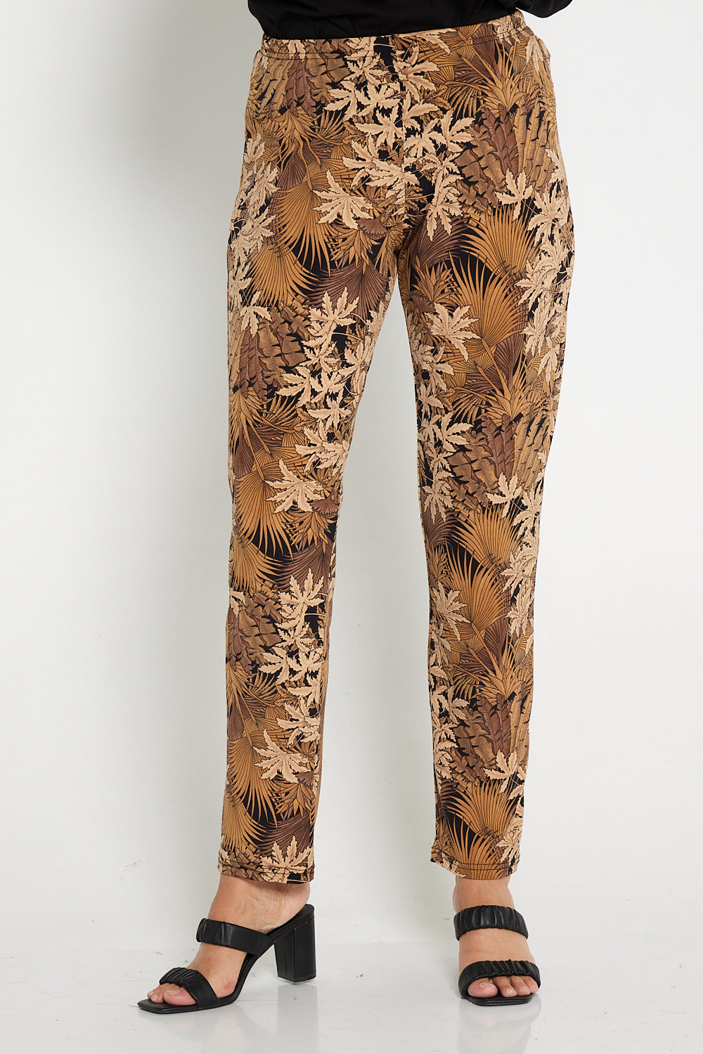 Gianna Printed Pants - Brown Leaves