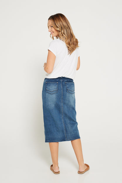 Hadley Denim Skirt - Mid Wash