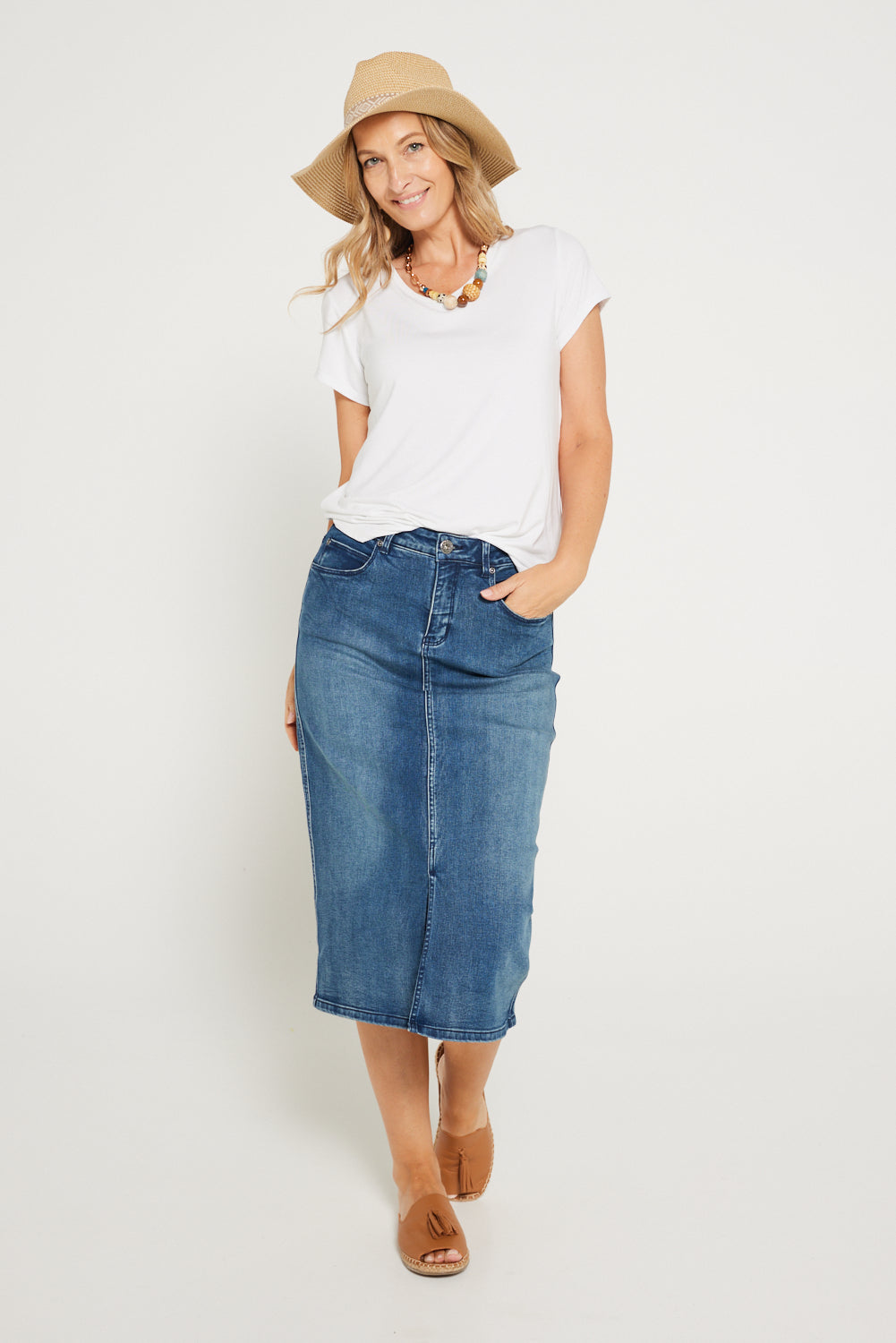 Hadley Denim Skirt - Mid Wash