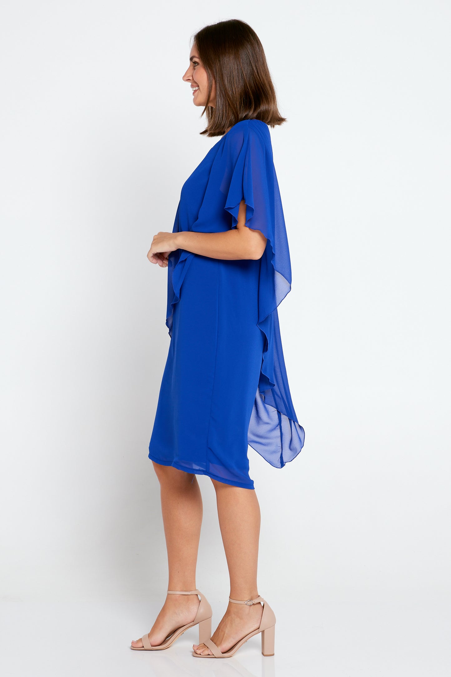 Hilda Chiffon Overlay Dress - Royal