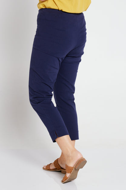 Tori Stretch Cotton Capri - Navy