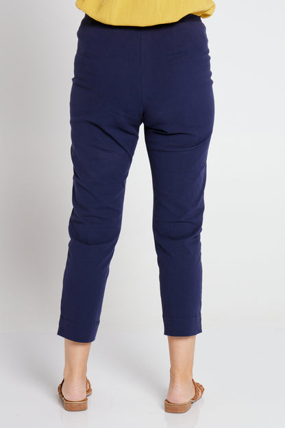 Tori Stretch Cotton Capri - Navy