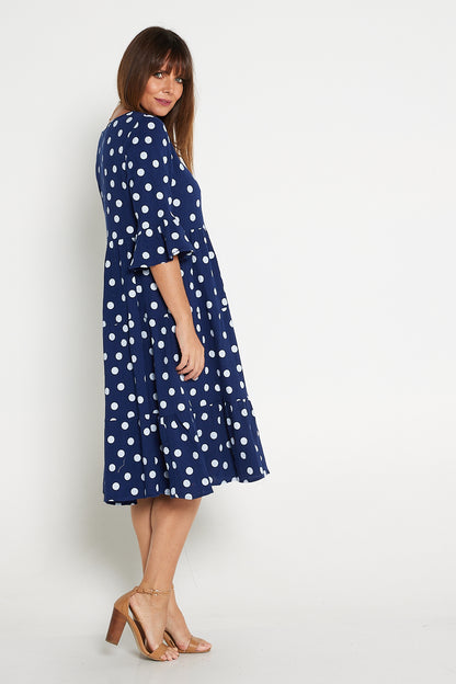 Jackson Cotton Muslin Dress - Navy Spot