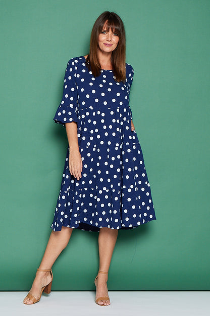 Jackson Cotton Muslin Dress - Navy Spot