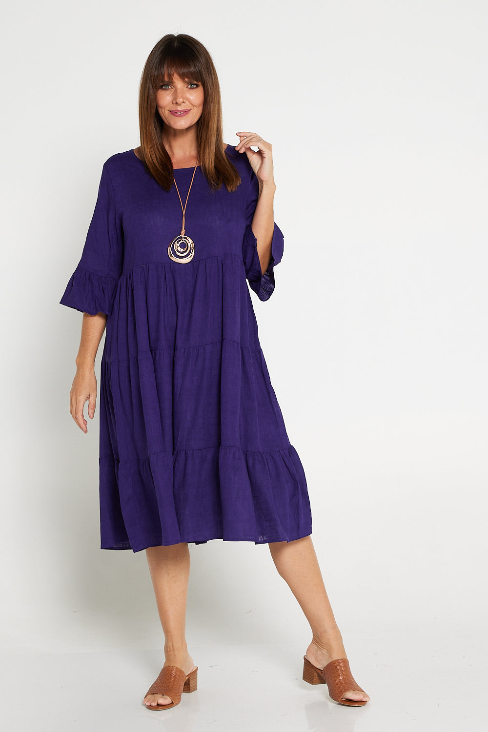 Jackson Linen Dress - Purple