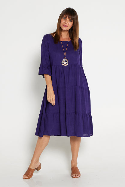 Jackson Linen Dress - Purple