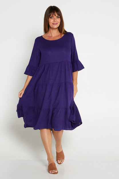 Jackson Linen Dress - Purple