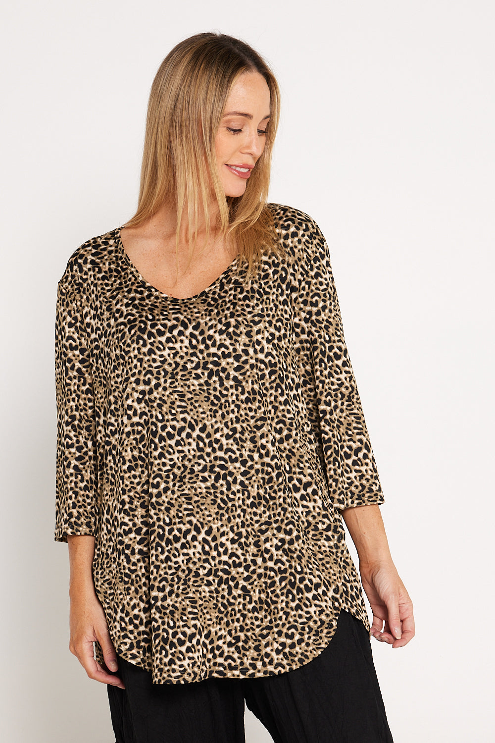 Jenny Ribbed Top - Leopard